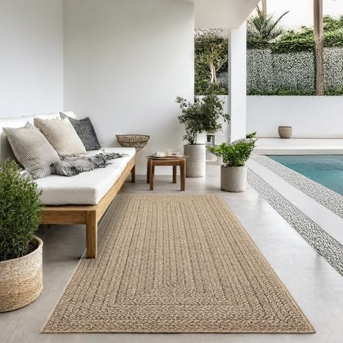 the carpet Kansas – Tapis intérieur Confortable et élégant pour Salon, Chambre ou Couloir, Doux et Chaleureux, Facile à Nettoyer, Style Jute Naturel, également adapté pour l’extérieur, 80 x 250 cm
