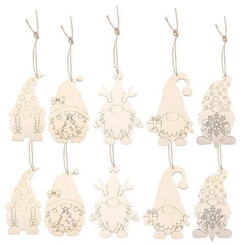 VILLCASE 25stücke Teiliges Unbemalter Wichtel-holzausschnitte Mit Glatter Oberfläche Inklusive Verschiedenen Designs Praktisches DIY Weihnachtsdekor Für Bastelmalerei Und Hausdekoration