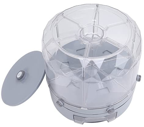 Rotatable Dry Food Container, 6 Grid Rotating Rice Dispenser Food Grade Material for Grain Kitchen (Grey)