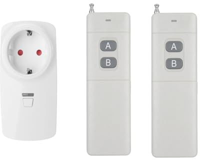 EU Funksteckdose Set mit 2 stück Fernbedienung unabhängig Steuerung Funksteckdosen 300m 400m Reichweite schaltbare Außen Outdoor Gartenleuchte aussenbereich 10A 1500W