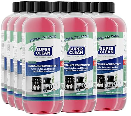 SUPER CLEAN 12 x 1000ml Universal Entkalker Kaffeevollautomat - Flüssig - Für alle Maschinen & Marken - 120 x Entkalkung - Effektiver Flüssigentkalker von Kaffeemaschinen, Wasserkocher & Duschen