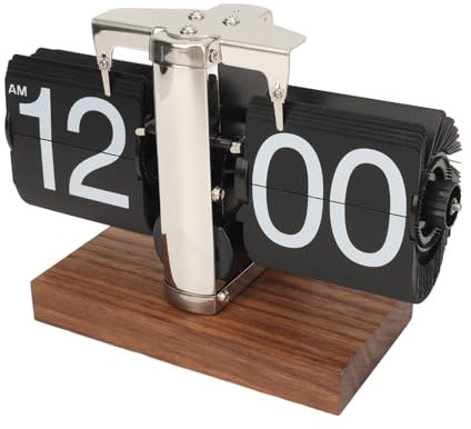 Orologio da Tavolo a ribalta, Orologio da Tavolo Retro Vintage ribalta Automatico con Display Digitale, Orologio da Tavolo a Ingranaggi, per la Decorazione dell'ufficio (Acciaio