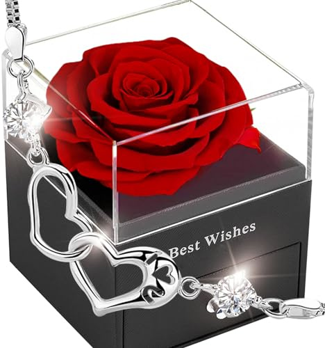 Ewige Rose Geschenkbox Rot,Infinity Rosen, Romantisch Konservierte Rose,Echte Eternal Blumen Für Frauen Women Ehefrau Muttertag Valentinstag Birthday Verlobung Hochzeitstag Jubiläum Christmas