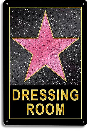 Luxurious Pink Star Vintage Metal Tin Dressing Room Sign, 12x8 inches, Perfect for Home, Theater, Store, and Dressing Room Decor (C183)