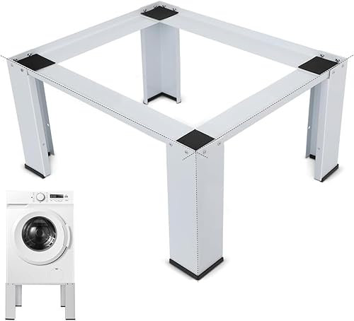 63cm Waschmaschinen Untergestell aus Hochwertigem Stahl Höhe 32cm Stabiler Waschmaschine Sockel Rutschfesten Podest Erhöhung Unterbau für Kühlschrank Trockner Gefrierschrank Bis 150kg