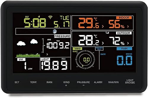 GeRRiT Station météo professionnelle sans fil à énergie solaire, thermomètre sans fil avec écran tactile couleur, peut fournir la vitesse du vent, la direction du vent, la température, l'humidité, les