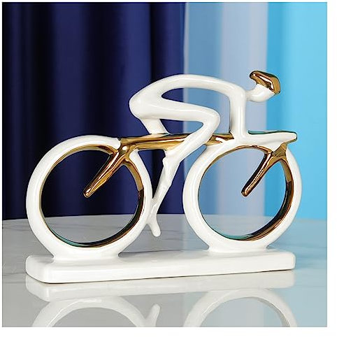 Skulpturen Statuen Fahrrad-Deko-Figur, Skulptur, Moderne abstrakte Radfahrer-Figuren, Ornamente, Schlafzimmer, Büro, Keramik, Geschenk, weiß b