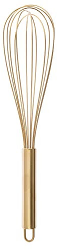 Fouet en acier inoxydable robuste, outil de cuisine en métal doré for et la pâtisserie, fouet métallique de 11.75 pouces/489
