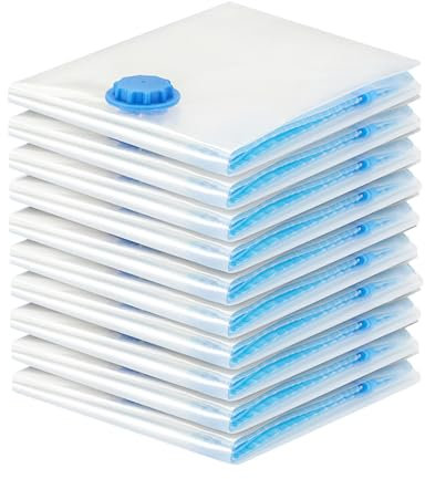 Wenrecu 10 STK Vakuumbeutel für Kleidung – Wiederverwendbare Kleidungs Aufbewahrungsbeutel Vakuumbeutel, mit Dicht und Platzsparende Reisebeutel, für Kleidung, Bettdecken, Bettwäsche usw (40X50CM)