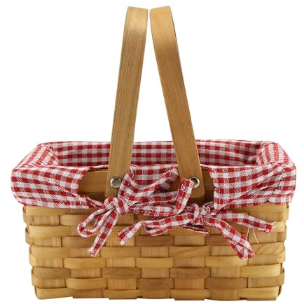 Povxlum Woven Rattan Storage Picnic Basket with Handle Easter Egg Basket Flower Girl Basket Vegetable Fruit Shopping Basket Handmade Outdoor for Home Decoration Picnic Easter