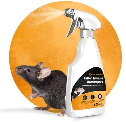Schädlingsmeister Spray repellente per ratti e topi – 500 ml – Protezione naturale a lungo termine per interni ed esterni con oli essenziali, per espellere topi e respingere i ratti, prodotto in