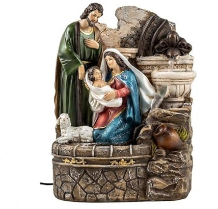 Inmaculada Romero IR Nacimiento Navidad Misterio con Fuente Figura 25 cm. monopieza Resina Niño Jesús Virgen María San