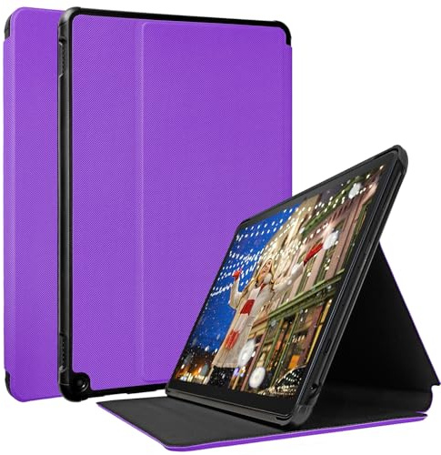 2023 New Fỉṛẹ ḤḌ 10 Tablet Case, TOKILO Slim Leichte Soft PU Ledertasche mit Stand Auto Wake/Sleep, Kompatibel mit LG 10.1 Zoll Tablet, Lila