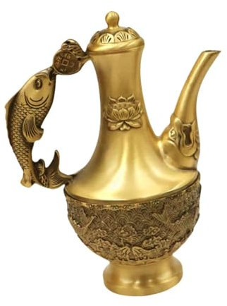 MagiDeal Théière en laiton, bouilloire à thé, cadeau, résistant à l'usure, ornement robuste et Stable, pichet d'eau pour armoire de bureau, salon, chambre à, Poisson