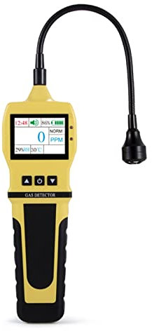 Air Quality Monitor, 0-10000 PPM Professional Gas Leak Detector/Gooseneck CH4 Natural Coal Flammable Combustible Gas Fast Analyzer Sensor 4 Alarm,for Home Kitchen Office Car(Digital Display)