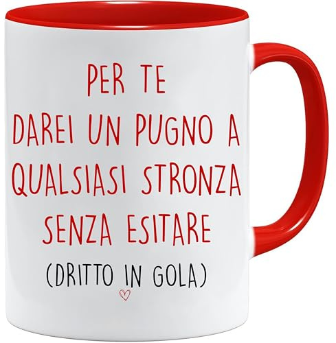 Tazza San Valentino | Per te darei un pugno | Tazza Mug Regalo Divertente e Ironico per Coppia | Idea Regalo Originale per Lui, Lei, Fidanzato o Fidanzata
