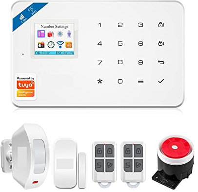 Sistema de alarma de seguridad para el hogar, Tuya W181 Wireless Home Alarm APP Control LCD SMS de alarma antirrobo for alarma de seguridad en el hogar para el hogar, el apartamento(Kit 3)