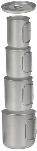 Pruojhw Vasos de metal para camping con asa, vasos de metal para camping, 4 vasos de agua exteriores con asa, juego plegable portátil aislado para actividades al aire libre
