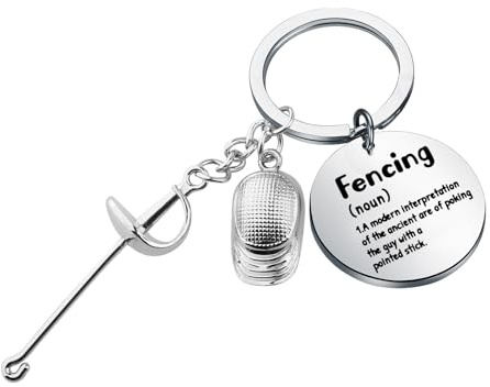 BNQL Porte-clés d'escrime - Cadeau pour escrime - Cadeau de sport - Cadeau pour les fans d'escrime - Cadeau d'entraîneur d'escrime