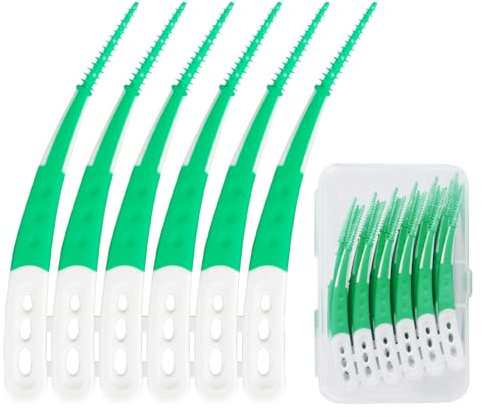 Lot de 60 brossettes interdentaires en silicone souple - Forme incurvée pour le nettoyage des espaces interdentaires difficiles d'accès