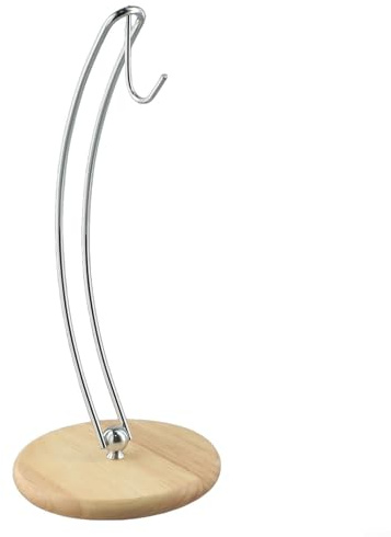 GLFLOW Kitchen Banana Tree Stand With Wooden Base Stainless Steel Fruit Hanger Rack Countertop Space Saver Keeps Bananas Fresh Longer Easy Assembly