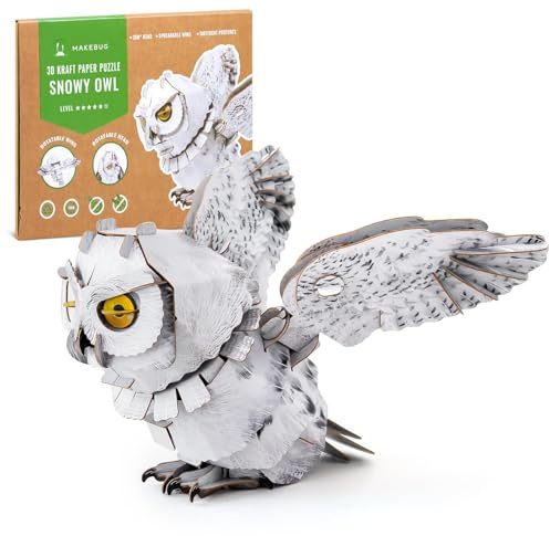 Tapwish 3D Puzzle Educational Toys for Kids Ages 4-8, Preschool DIY Craft Learning Toys, Birthday Gifts for Boys and Girls (Snowy Owl, 76pcs)