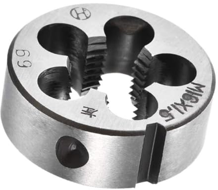 TA-VIGOR 1 x M16 x 1,5 metrische verstellbare Gewindeschneider, legierter Werkzeugstahl, linke Hand, runde Schneideisen zur Bearbeitung, Korrektur oder Reinigung von Außengewinden (Metall, Kunststoff)