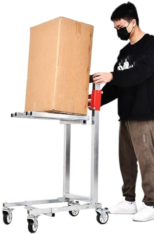 Carrello elevatore manuale resistente in acciaio zincato Materiale ascensore Argano Stacker Pieghevole Manovella Carrello elevatore per Casa Garage Magazzino & Supermercato Capacità 59 kg