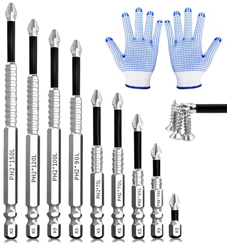 9Pcs High Magnetic Screwdriver Drill Bit Set,Anti-Slip Magnetize Screw Bits | Strong Grip Professional Driver Bits, Precision Screwdrivers Set for Electric Tools and Impact 25-150mm