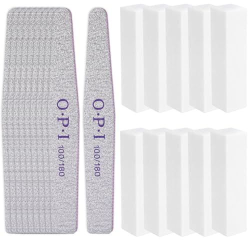 KIRZAX 20 Pezzi Lime per Unghie e Buffer per Unghie, 10 Pezzi Lima 100/180 Unghie Professionali, 10 Pezzi Buffer Blocchi, Levigatura Lucidatura File Strumento per Unghie Acriliche e Gel Naturali