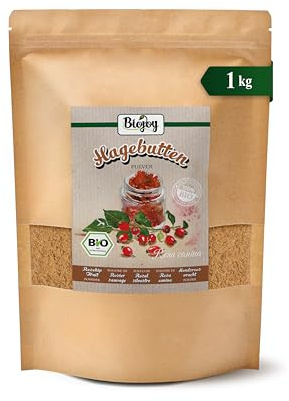 Biojoy Rosa canina BIO in polvere, farina 60% semi, 40% bucce, 1 kg | Farina di rosa canina dalla Bulgaria, non trattata, senza zuccheri aggiunti, Rosa canina L.