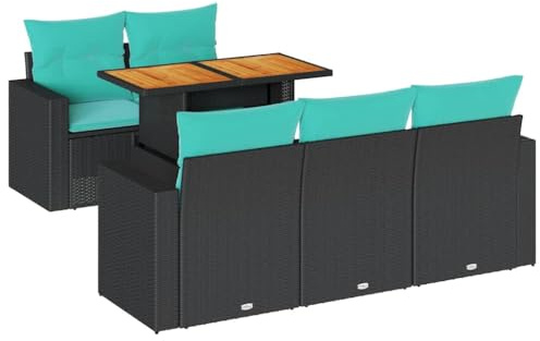 vidaXL Loungegrupp med dynor 6 delar svart konstrotting, utomhus soffa set, trädgård lounge inställning, trädgård hörn soffa set, trädgård lounge set