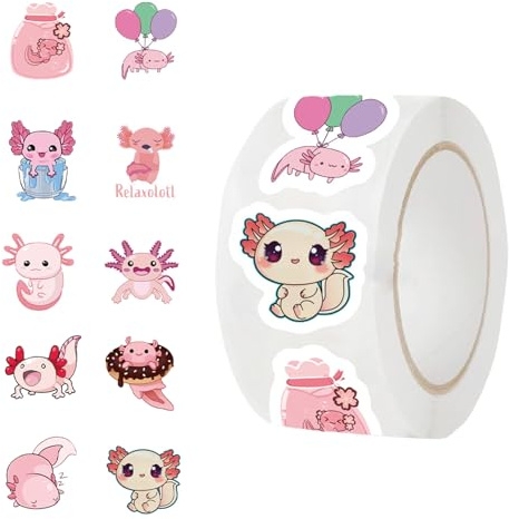 Adesivi Axolotl Impermeabili 500 Fogli/Rotolo Adesivi Decorativi