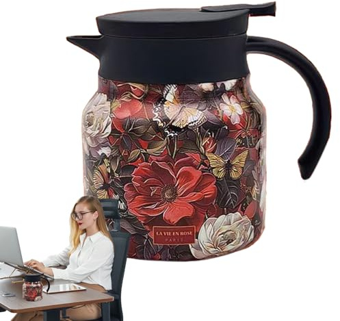 Isolato floreale - caldo con brocca, caraffa d'acqua calda di grande capacità | Dispenser di bevande per bevande, cucina, ufficio, festa in casa, tè caldo, caffè