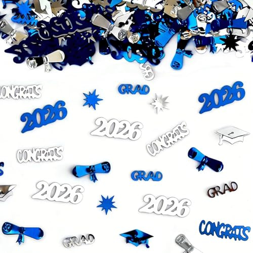 Nymora 800 Stück Graduation Confetti, Verbesserte Version mit 800 Stück Blau Silber für Abschlussfeier
