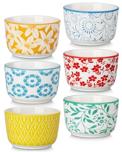 Vancasso Seleen, gräddfärgad, brulee skålar, 6 stycken, 180 ml, souffle-formar, ugnssäker, Ø 9 cm, pastellporslin, ragout, fina skålar, mikrovågsugnssäkra och diskmaskinssäkra