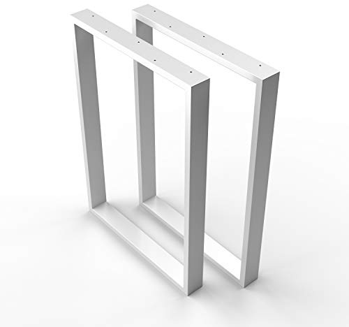 Sossai® Stahl Tischkufen (pulverbeschichtet) TKK1 | Farbe: Weiß | 2 Stück | Breite 70 cm x Höhe 72 cm | Industrial Design Tischbeine, Tischgestell