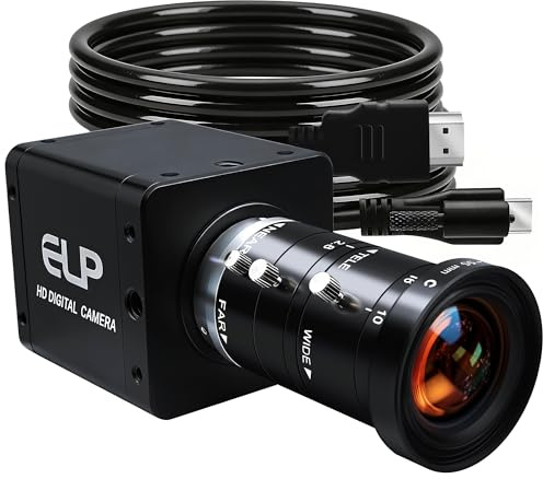 ELP industrial camera with 60 frames per second, USB 3.0 and HDMI, 4K H.264 high speed 10-55mm 5x manual zoom lens, USB-HDMI simulation output, plug & play for TV and projector video streaming