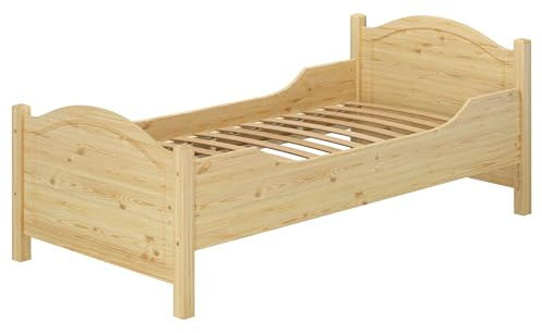 Erst-Holz®Seniorenbett extra hoch Rollrost 90x200 Massivholz Kiefer Holzbett Einzelbett Gästebett 60.40-09FL