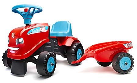 Falk - Traktor Go! Rutschauto mit Anhänger – ab 12 Monaten 2 Stile zur Personalisierung – Nummernschild personalisierbar – 200B