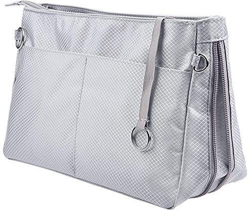 SHINGONE Nylon Bag in Bag Handtaschen Organizer, Reise Kosmetik Tasche Taschenorganizer Mit Reißverschluss, Innentaschen für Handtaschen Grau- Mittel
