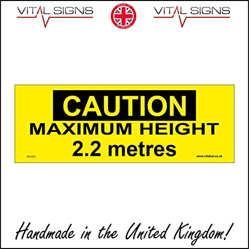 WS995 Caution Maximum Height 2.2 Metres Sign Warning Restricted car Park Notice 150mm x 50mm Magnetic - Vehicle Grade