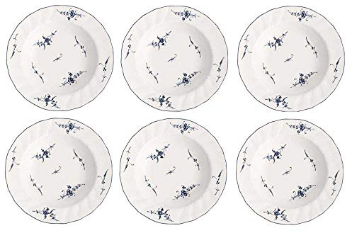 Villeroy & Boch Vieux Luxembourg Suppenteller 6er Set 23cm weiß blau Porzellan
