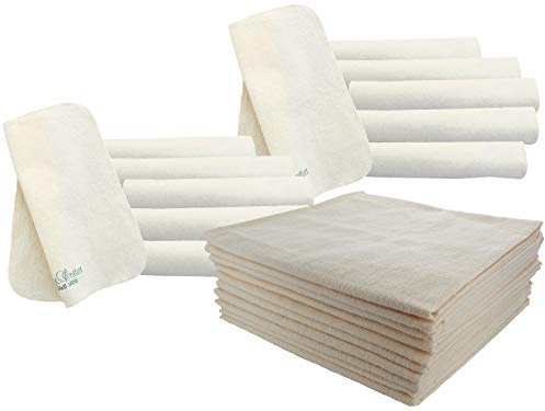 Bio Moltontücher 10er-Set mit Waschlappen 100% Bio-Baumwolle (kbA) GOTS zertifiziert, Natur, 80 x 80 cm