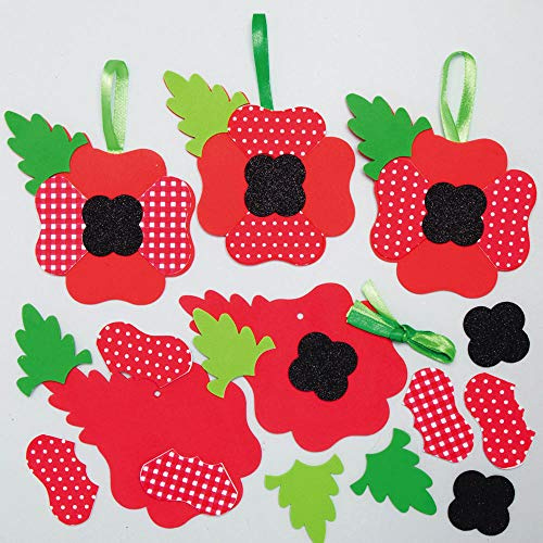Baker Ross AX215 Mohnblume Mix & Match Deko Anhänger Bastelset für Kinder - 8 Stück, Kreativsets und Bastelbedarf für Kinder zum Basteln und Dekorieren zur Winterzeit