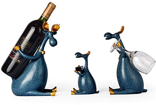 MYBA Weinregal Weinflaschenhalter 3 Teile/Satz Elch Weinregale Figuren Stehen Weinflaschenhalter Schrank for Wein Wohnkultur Weinregal Flaschenregal (Color : C)
