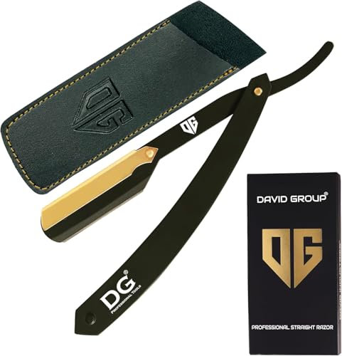 DG® Cut Throat Razor Kit - 24k GOLD Lock Matte Black Color - Straight Edge Razor for Barbers & Personal Use - Stainless Steel - Moustache & Beard Shaving - Shaving Kit