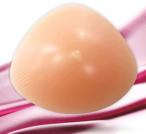 Prótesis mamarias de silicona autoadhesiva 1 pieza triángulo senos falsos sujetador Enhancer inserta sentido realista de la mastectomía de prótesis, individuos transgénero, cosplay,Nude,250g/Piece