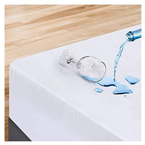 100% Waterproof Mattress Protector, 30cm Deep, Terry Cotton Encasement, Terry Towelling Fully Fitted Sheet, Elasticated Side Skirts, Breathable, Hypoallergenic, Anti Dust Mite (King)