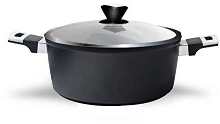 COTBY Pentola casseruola in Alluminio Antiaderente Adatta a Tutti i Piani Cottura Inclusa l'induzione 28 cm (11 ''),Padella Nera